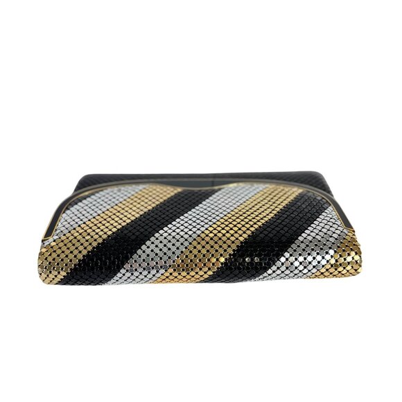 Studio 54 Chic Mesh Evening Bag Clutch Mixed Metals VTG Disco Lucite Rim Glam - Picture 3 of 16